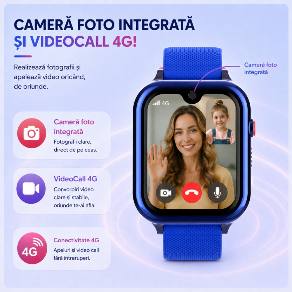 Ceas Smartwatch Copii Si Telefon Techone KT38, Albastru