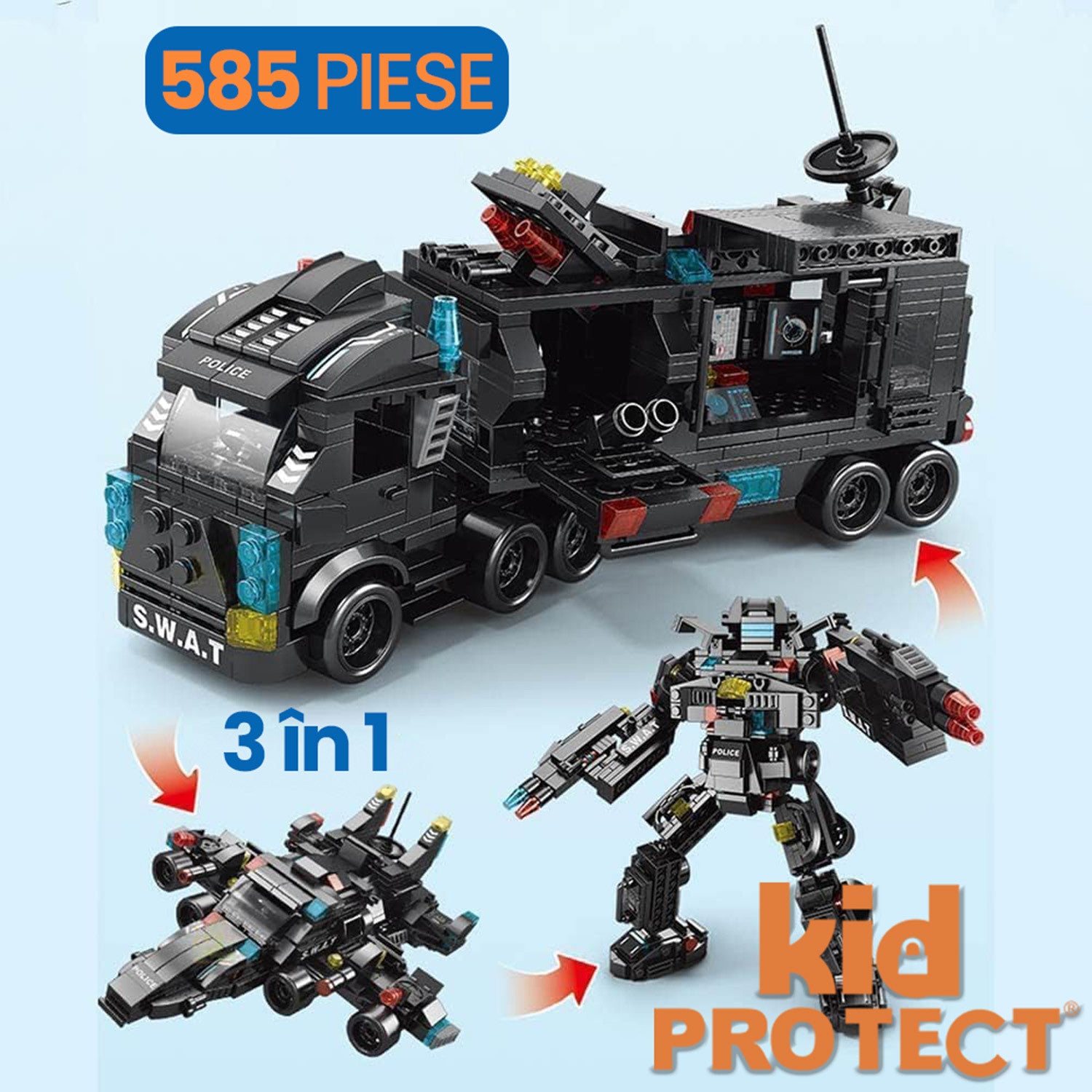 Set de Constructie cu Piese Tip Lego 8 in 1 Kidprotect City Swat