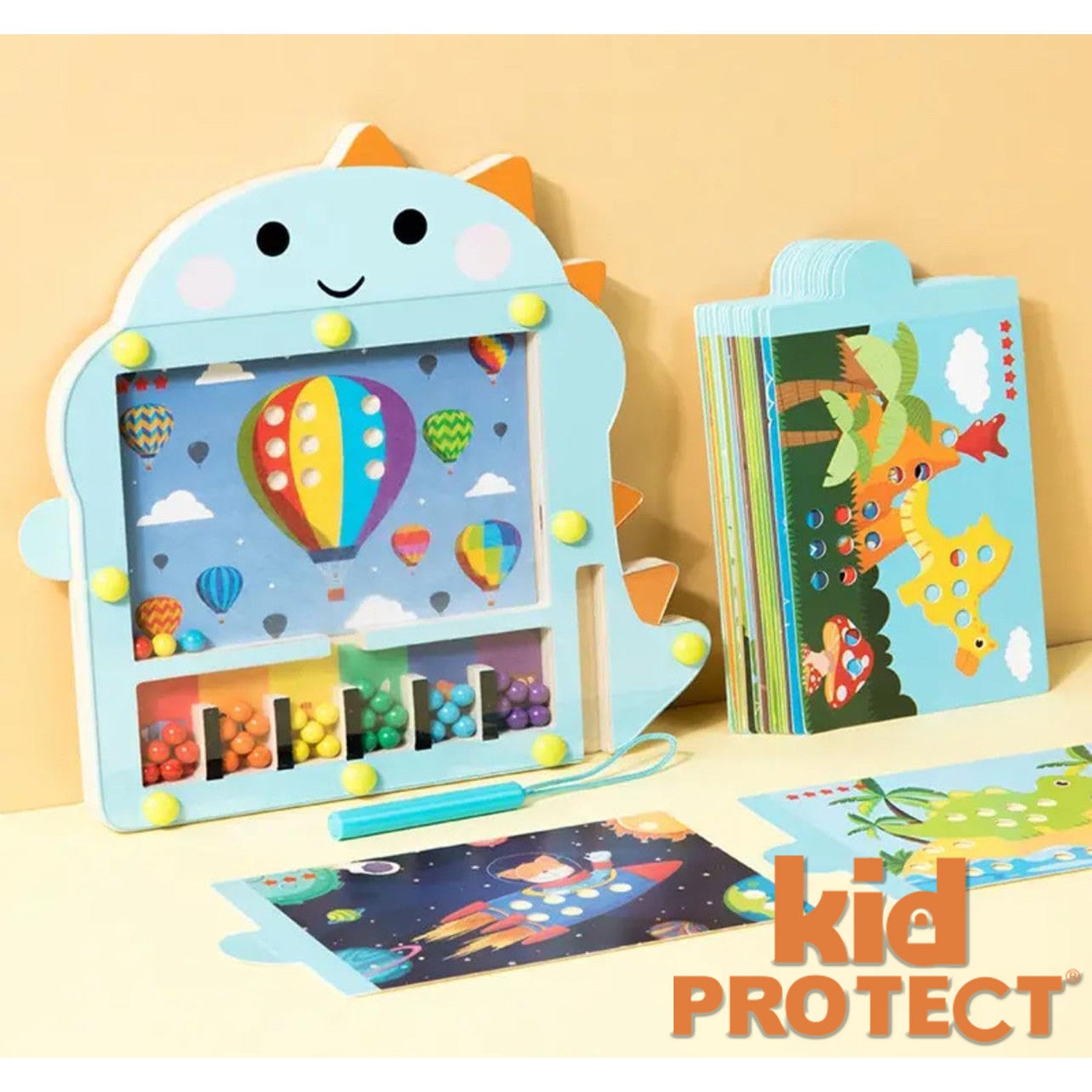 Jucarie Tip Puzzle Magnetic Montessori Din Lemn cu Bilute Pentru Copii KidProtect BrainOrbs