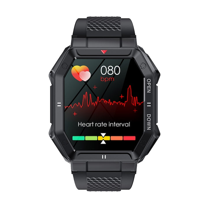 Ceas smartwatch barbati TechONE® K55, Negru
