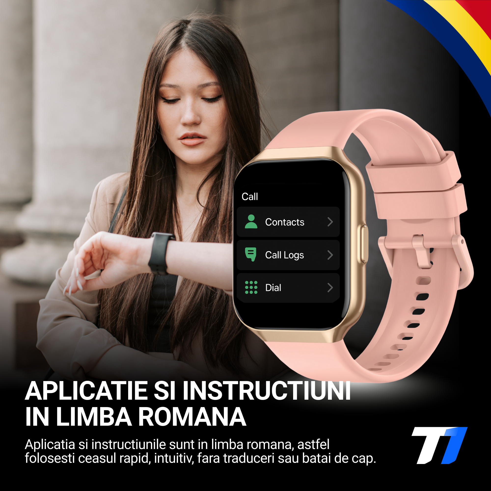 Ceas Smartwatch Femei TechONE VitaSense Pro, Auriu