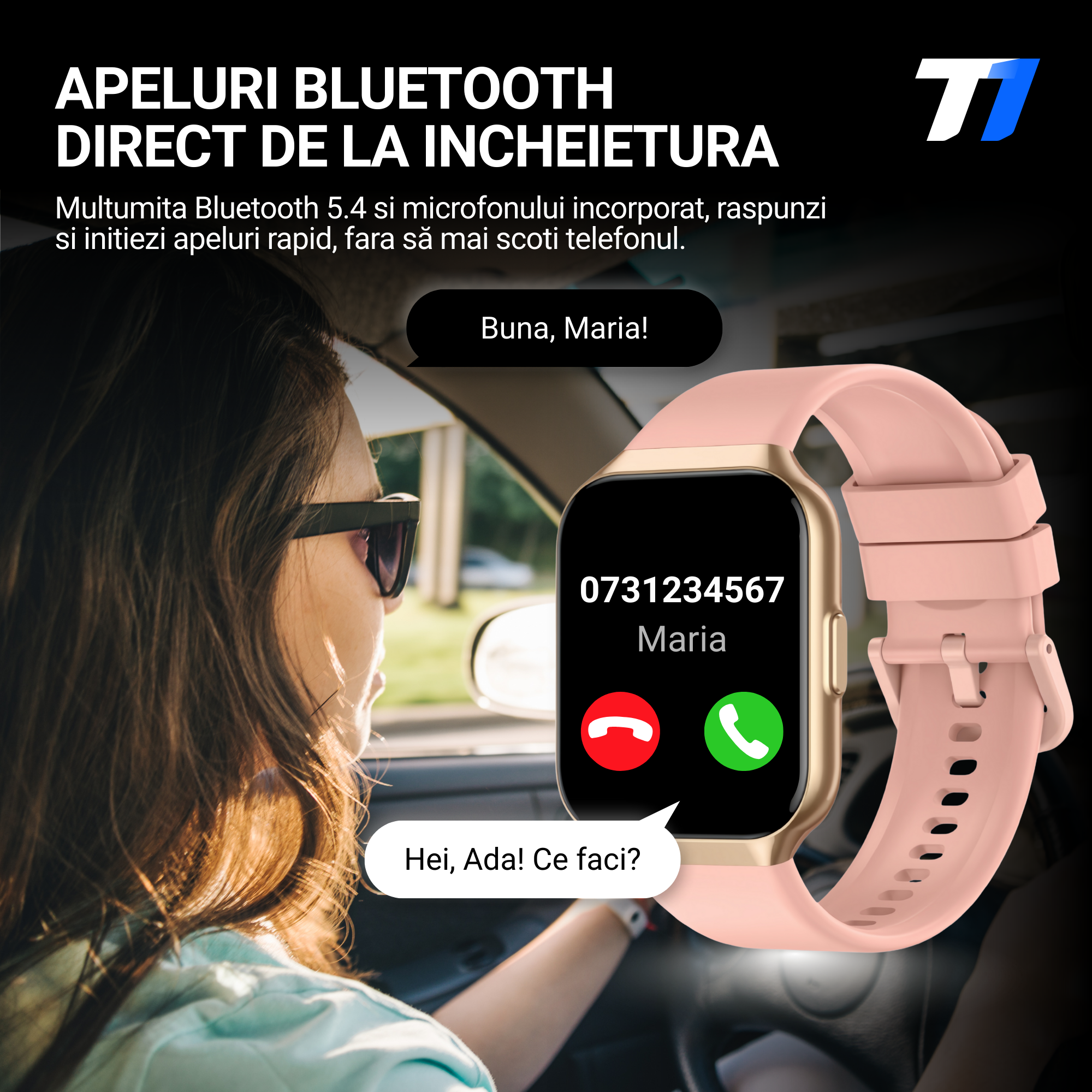 Ceas Smartwatch Femei TechONE VitaSense Pro, Auriu