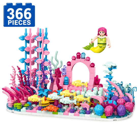 Set de Constructie cu Piese Tip Blocuri Constructie 366 Piese MiniBric Coral Wonderland