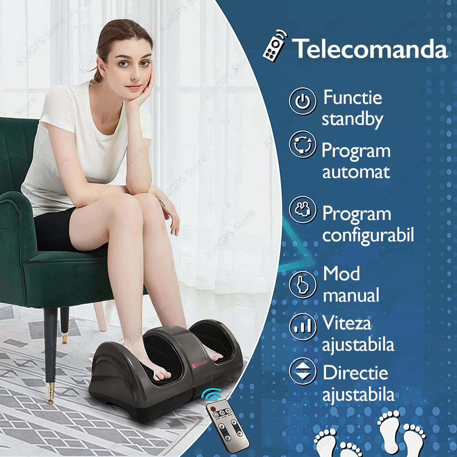 Aparat de masaj picioare Horigen® Feet King, Negru