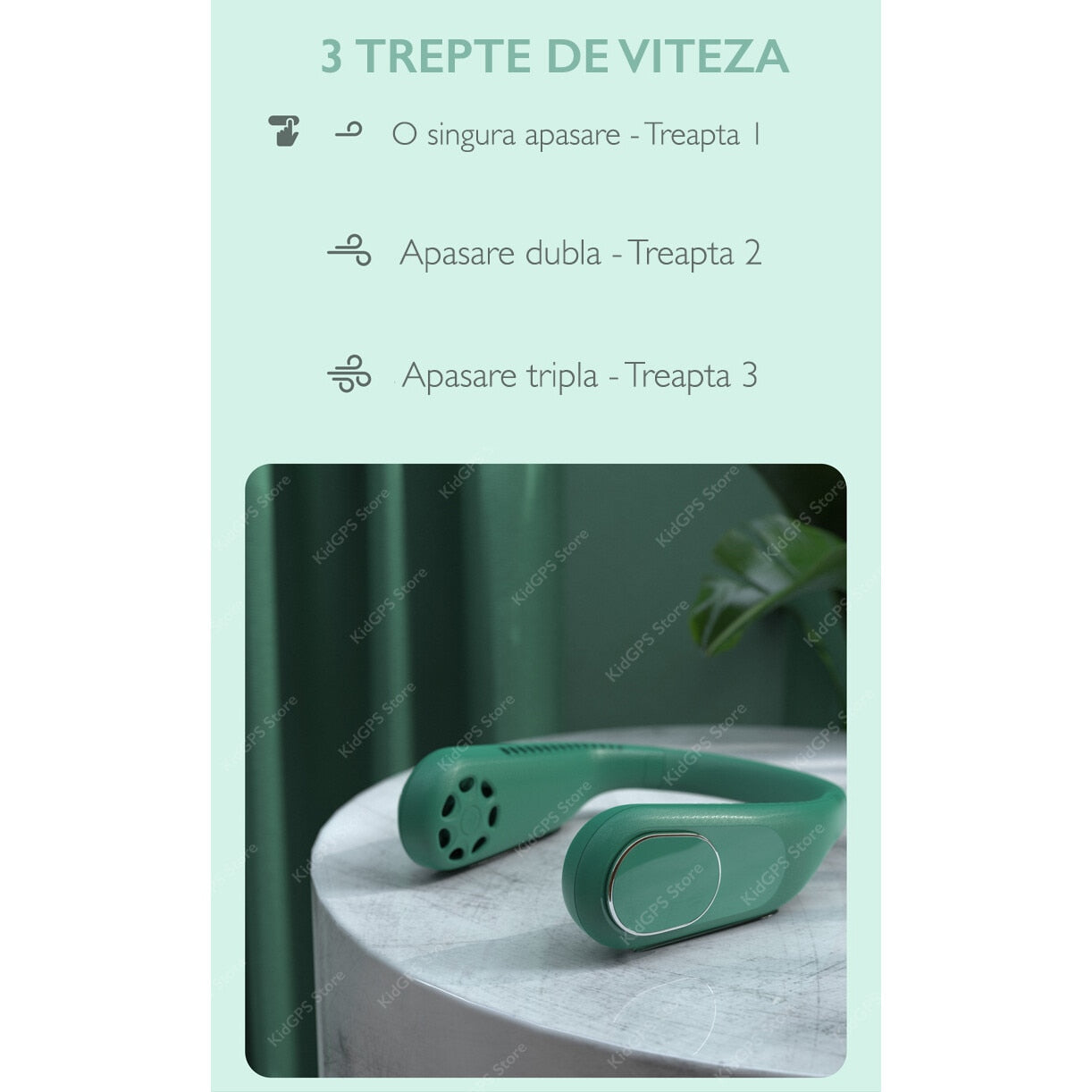 Mini ventilator portabil pentru gat, KD Home® F60