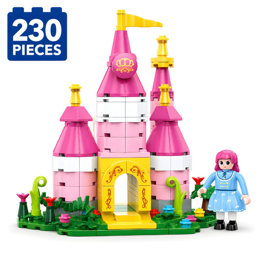 Set de Constructie cu Piese Tip Blocuri Constructie 230 Piese MiniBric Mini Pinky Castle