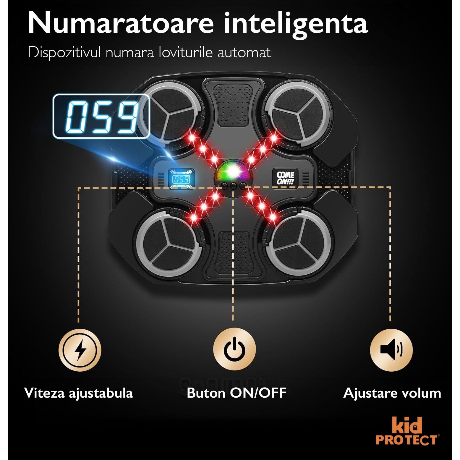 Tinta Lovituri Box Jucarie Pentru Copii Kidprotect® Strike Zone, Negru