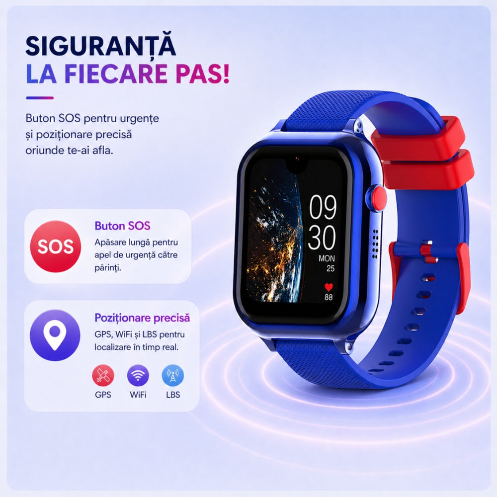 Ceas Smartwatch Copii Si Telefon Techone KT38, Albastru