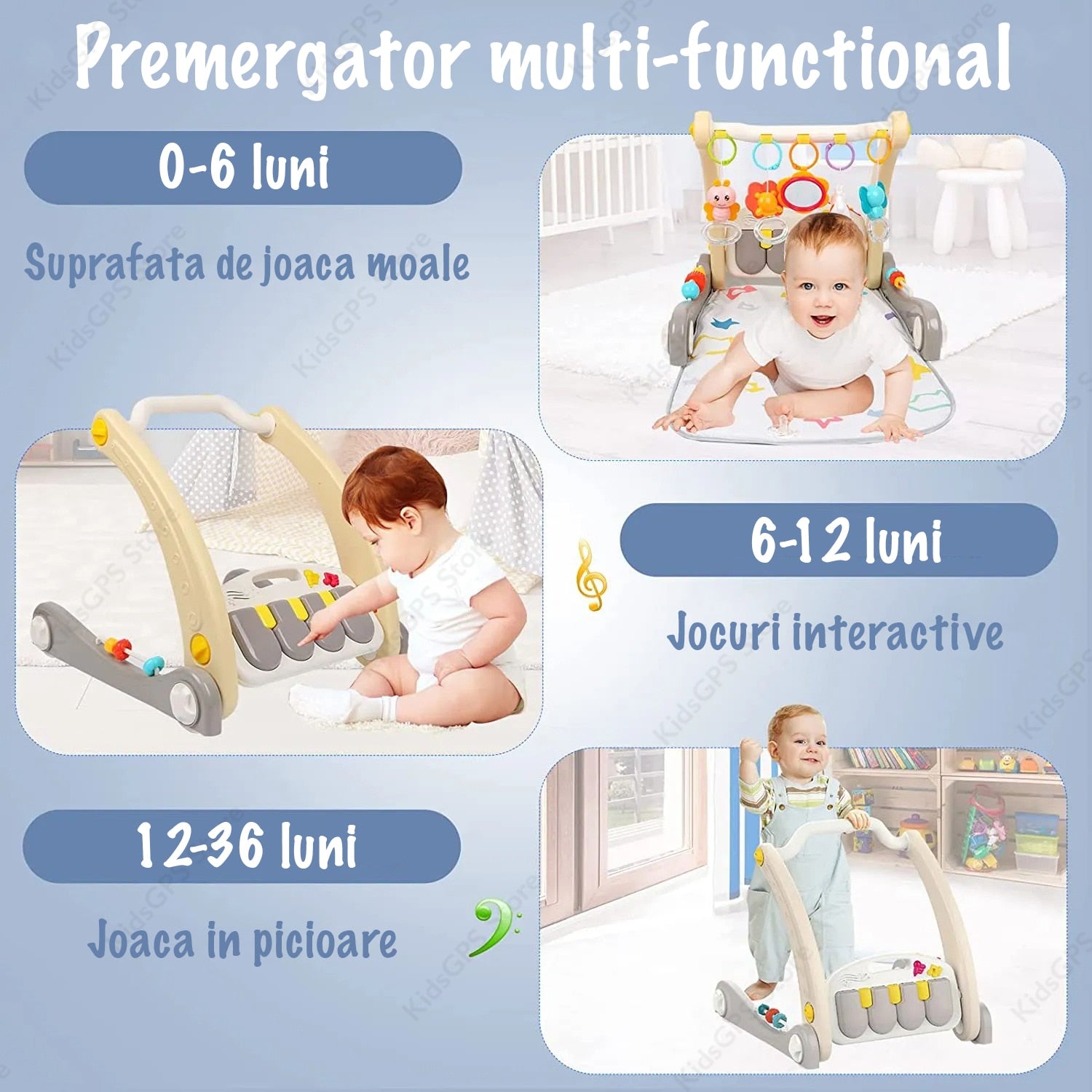 Antemergator si saltea activitati Copii 2 in 1 KidProtect® Piano
