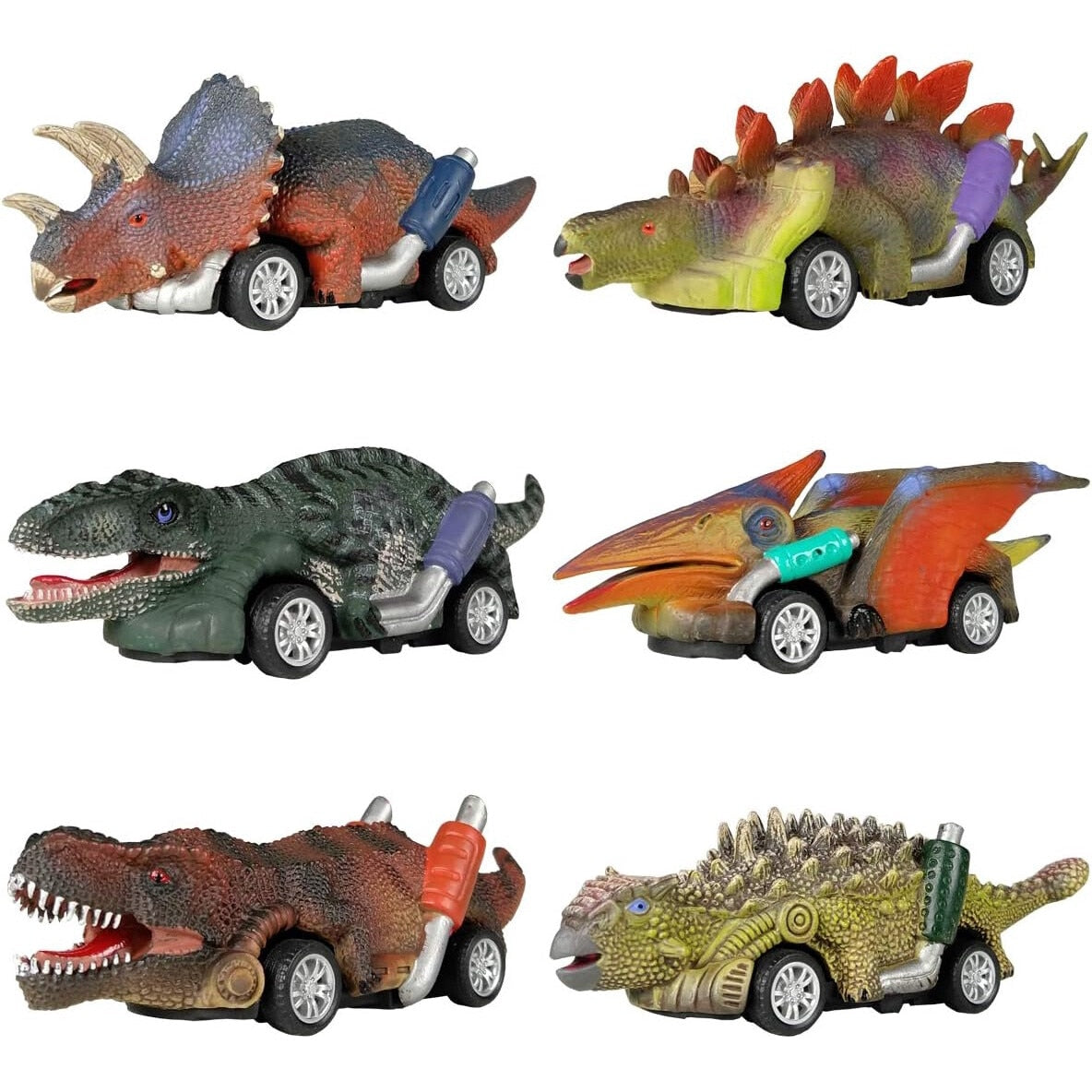 Set 6 Masinute Dinozauri De Jucarie Pentru Copii, KidProtect® Jurassic Speeders, 3 ani+