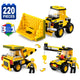 Set de Constructie cu Piese Tip Blocuri Constructie 220 Piese MiniBric 3 in 1 Construction Equipment