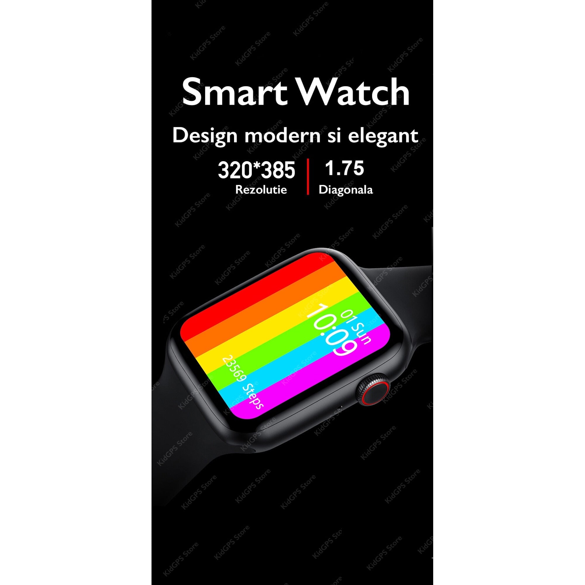 Ceas smartwatch TechONE™ W26 Pro, Negru