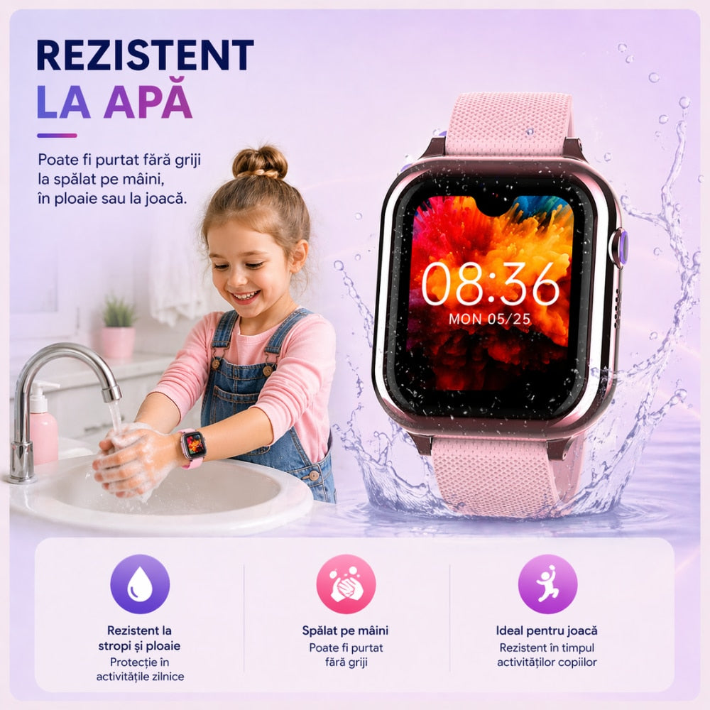 Ceas Smartwatch Copii Si Telefon Techone KT38, Roz