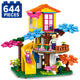 Set de Constructie cu Piese Tip Blocuri Constructie 644 Piese MiniBric Forest Slide Treehouse