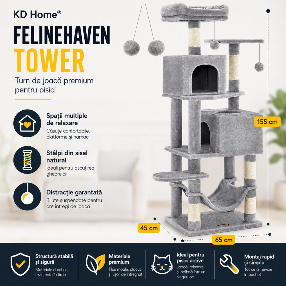 Ansamblu Joaca Pentru Pisici KD Home FelineHaven Tower