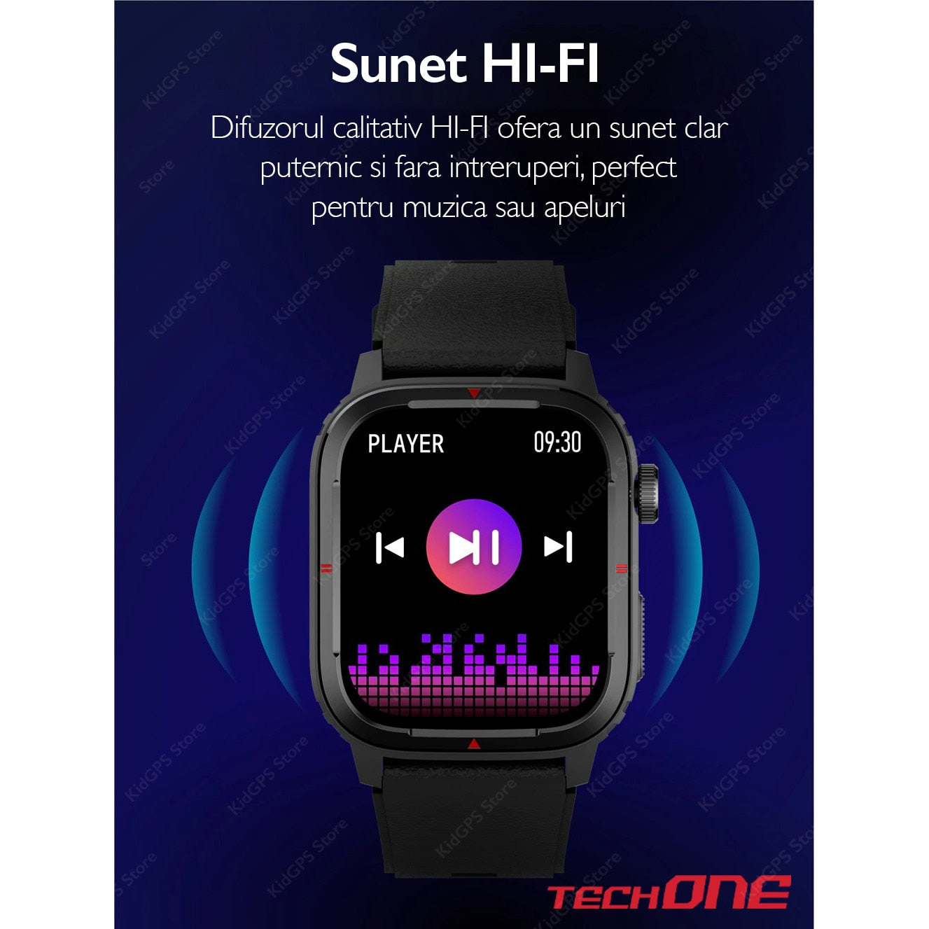 Ceas smartwatch barbati TechONE Q25 GT Runner, Argintiu