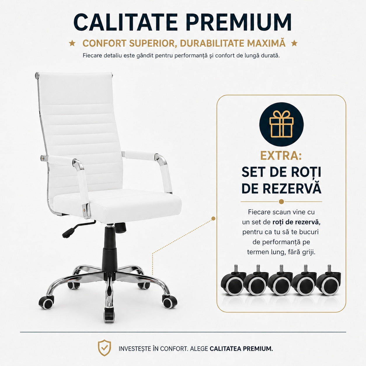 Scaun De Birou Directorial Ergonomic KD Home Syncro, Alb