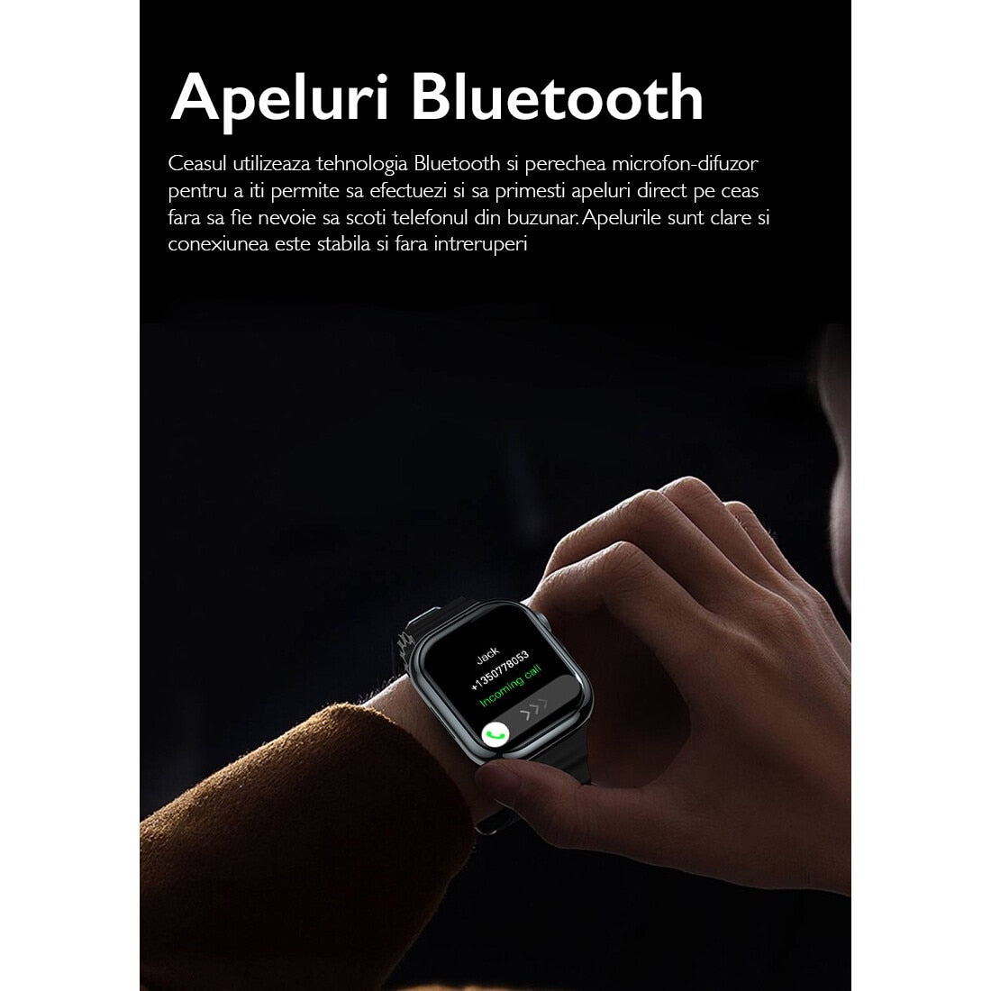 Ceas smartwatch barbati TechONE® V9 Pro Ultra, Negru