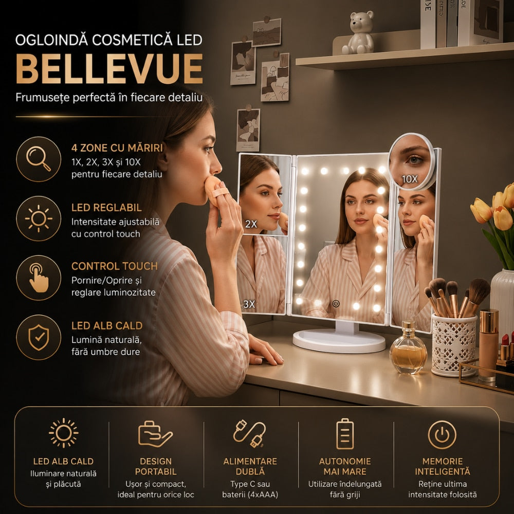 Oglinda Cosmetica Cu Marire Cu Led Pentru Machiaj KD Home BelleVue