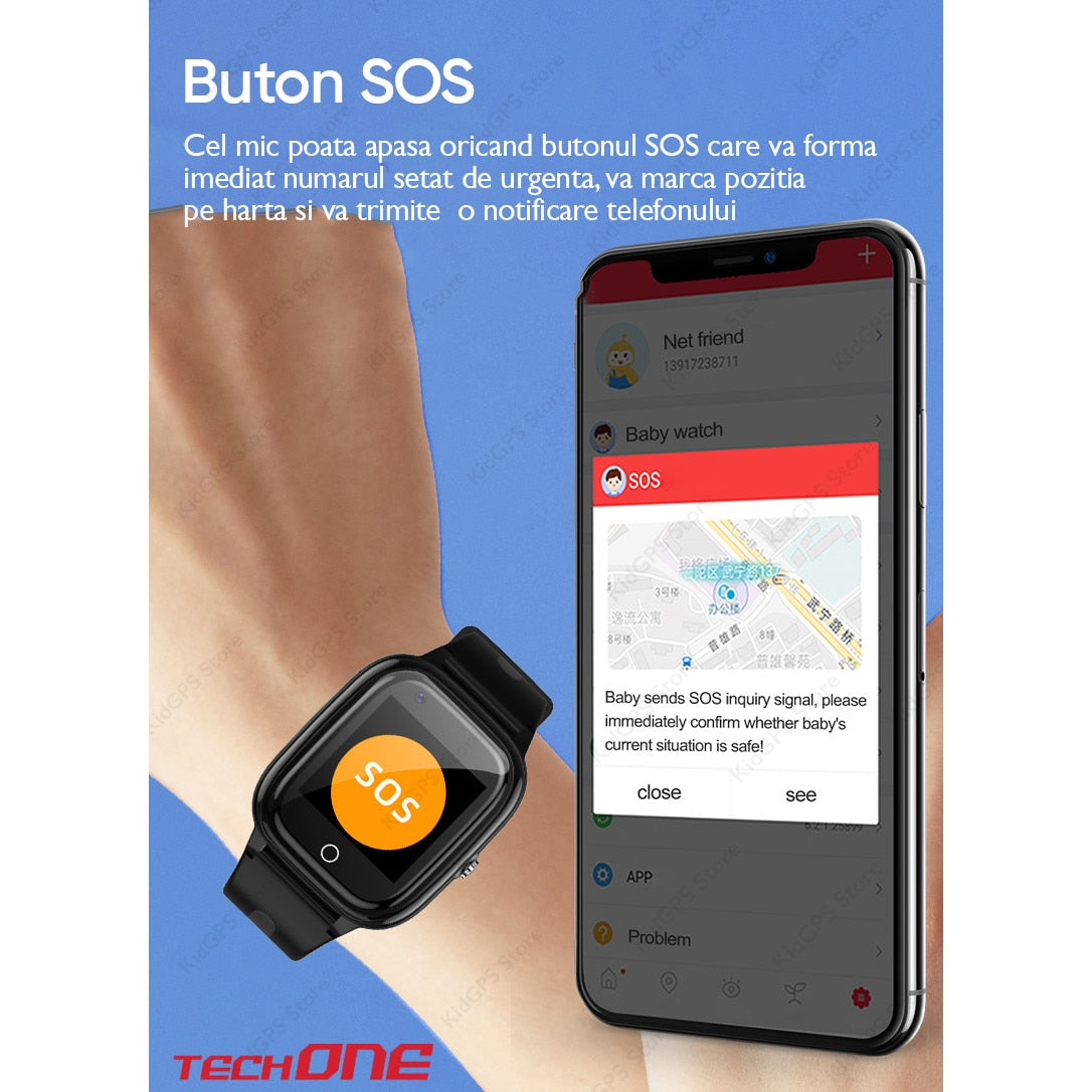 Ceas smartwatch GPS copii Techone™ CT03, Albastru
