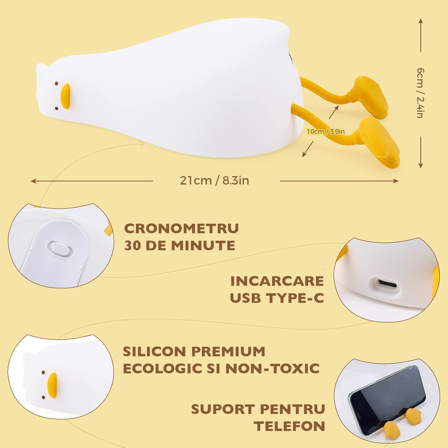 Lampa de Veghe Copii Techone® Ratusca Adormita Touch