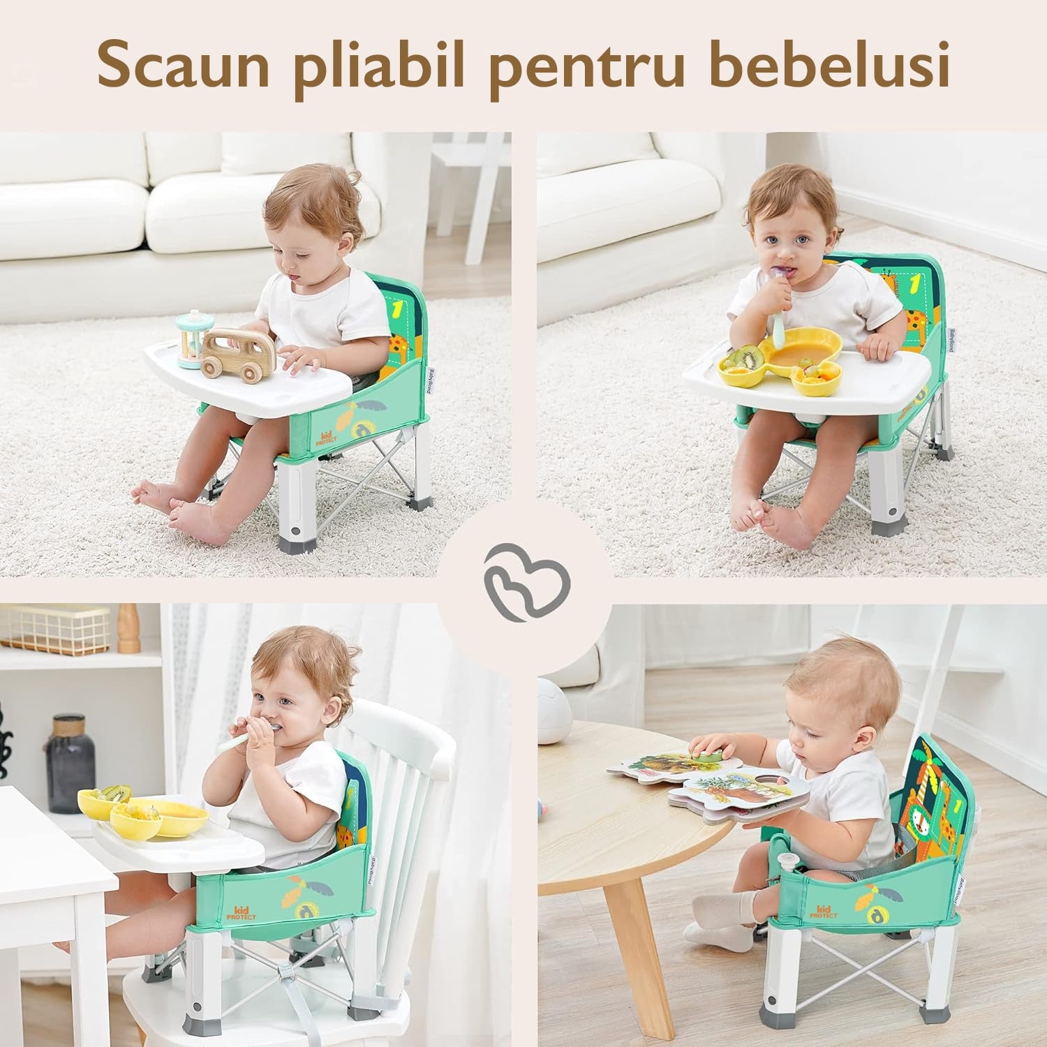 Scaun de Masa Portabil 2 in 1 Pentru Bebelusi si Copii, KidProtect® Easy Mom