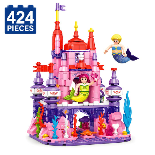 Set de Constructie cu Piese Tip Blocuri Constructie 424 Piese MiniBric Coral Citadel