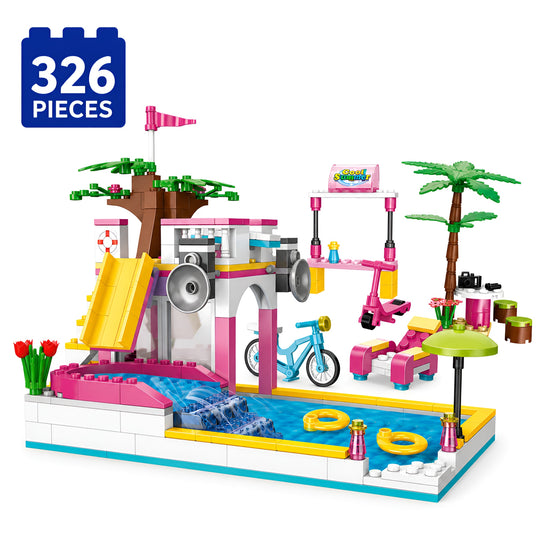 Set de Constructie cu Piese Tip Blocuri Constructie 326 Piese MiniBric Swimming Pool 4514