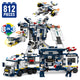 Set de Constructie cu Piese Tip Blocuri Constructie 812 Piese MiniBric 8 in 3 Police Robot