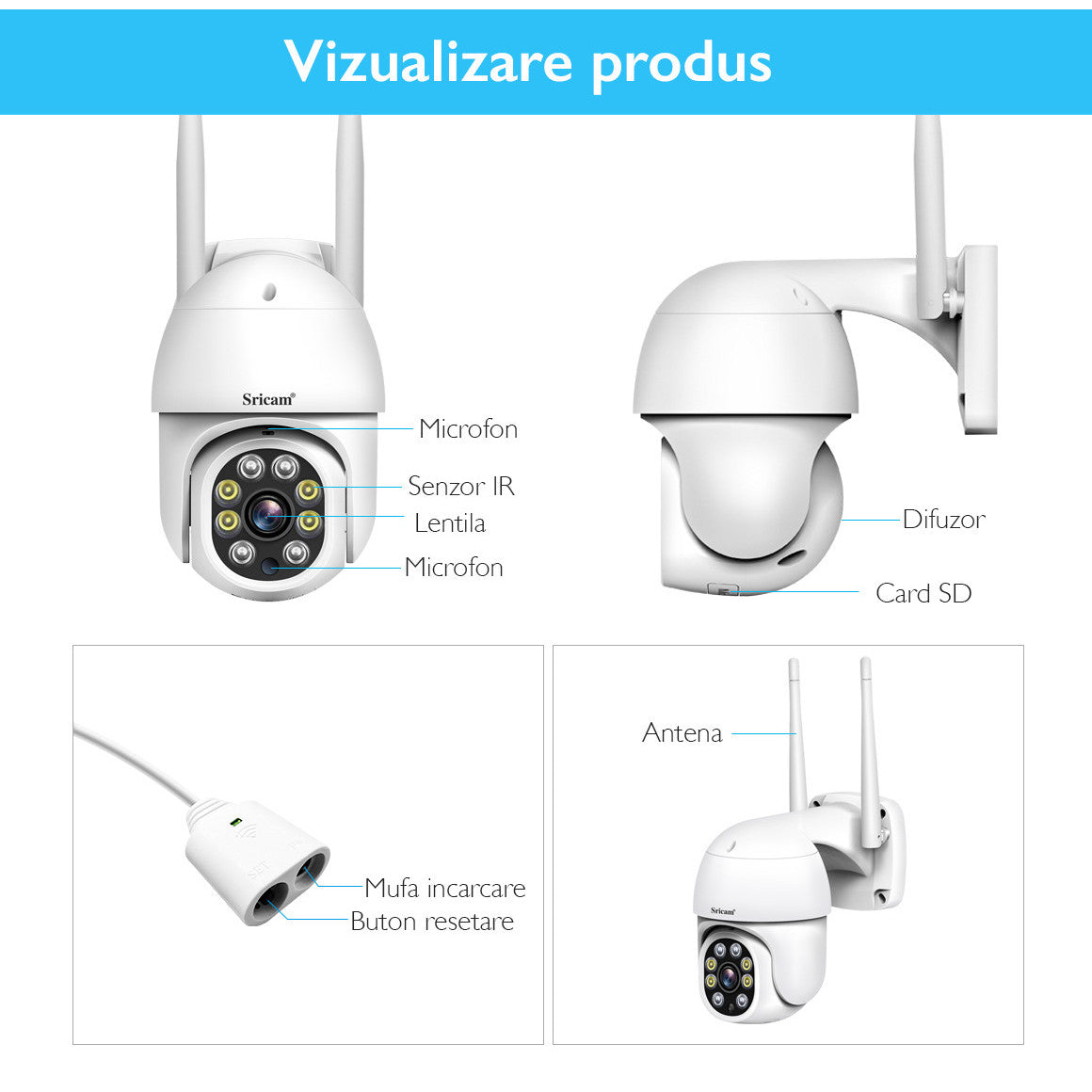 Camera de supraveghere WIFI Sricam SP028 interior/exterior