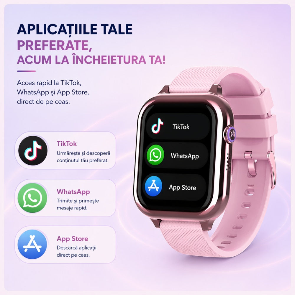 Ceas Smartwatch Copii Si Telefon Techone KT38, Roz