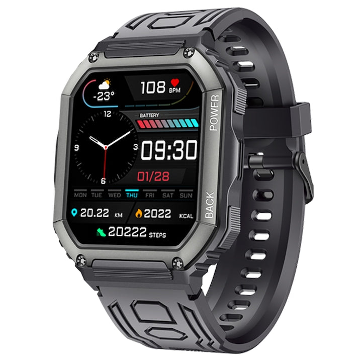 Ceas smartwatch barbati TechONE® KR06 Pro Ultra, Negru