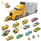 Set Tir Auto Trailer cu Masinute De Jucarie Pentru Copii, KidProtect Camionel Express, Galben