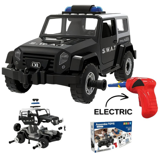 Masina 2 in 1 SWAT si Jeep de Construit si Asamblat De Jucarie Pentru Copii KidProtect Build Me