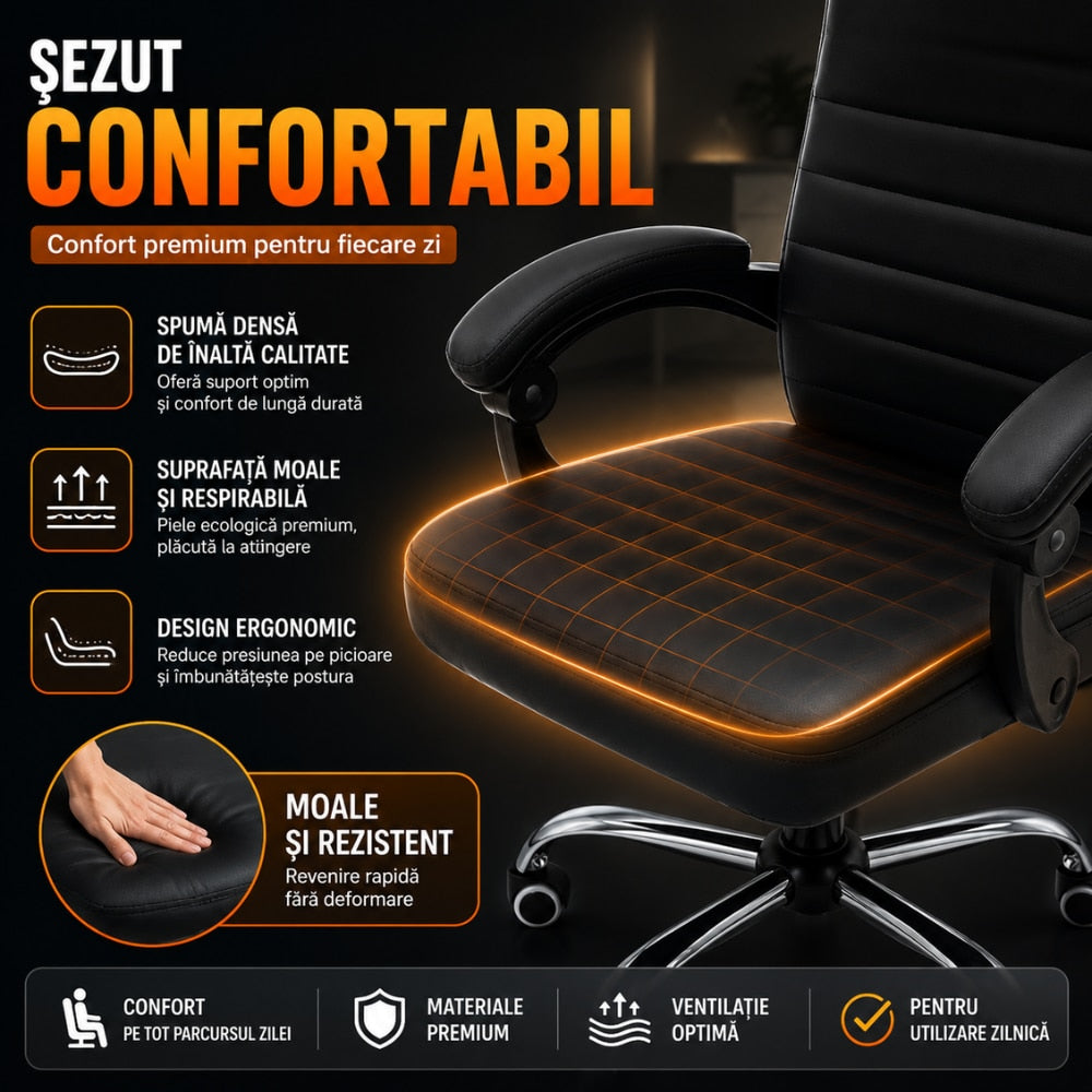 Scaun de Birou Directorial Cu Masaj KD Home DirectorX Duo, Negru