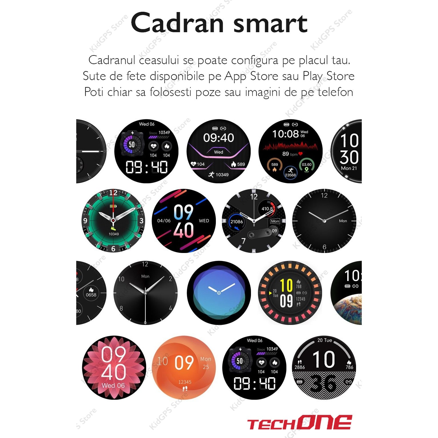 Ceas smartwatch si bratara fitness femei TechONE NY20, Roz