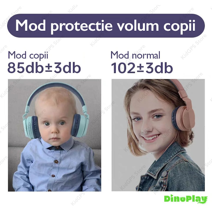 Casti audio wireless copii DinoPlay DP10 Pro, Roz