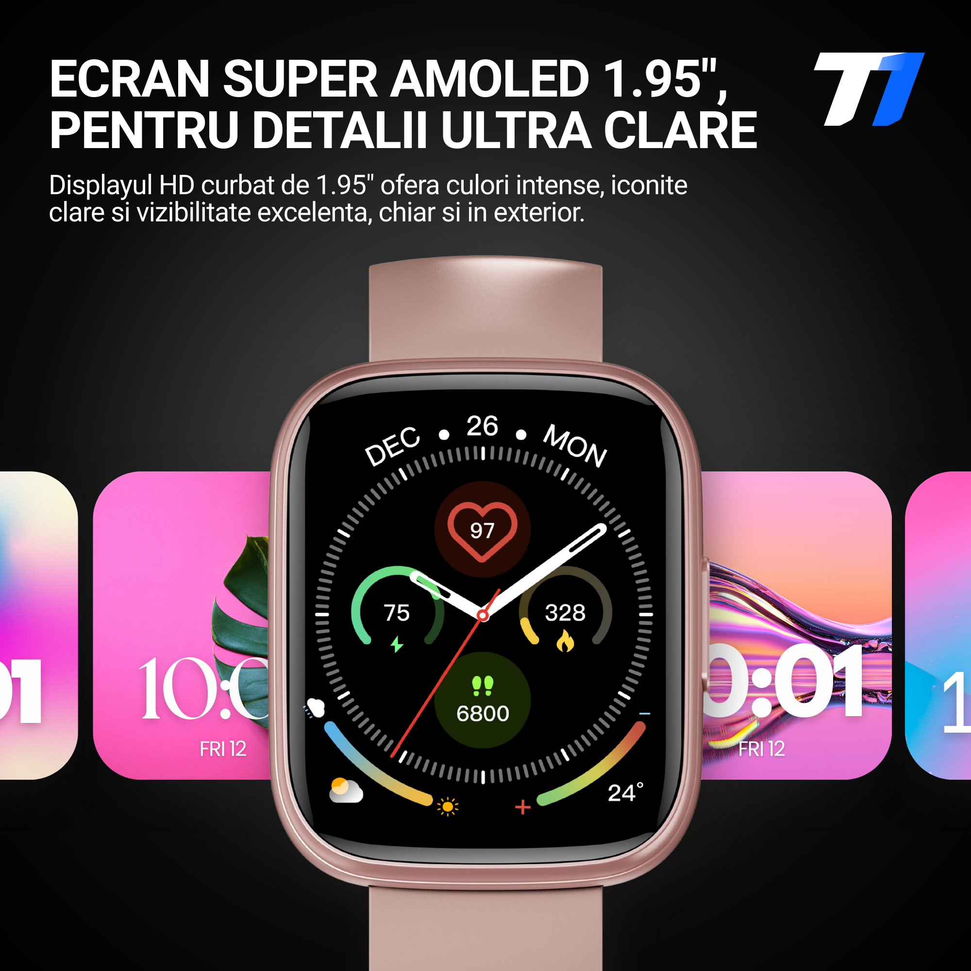 Ceas Smartwatch Femei TechONE CardioX Elite, Auriu