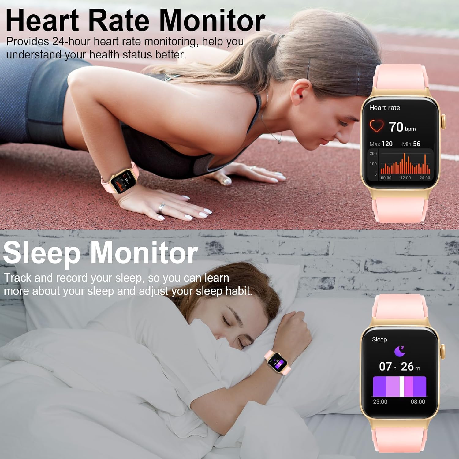 Ceas Smartwatch Femei TechONE® Zen Wrist, Gold