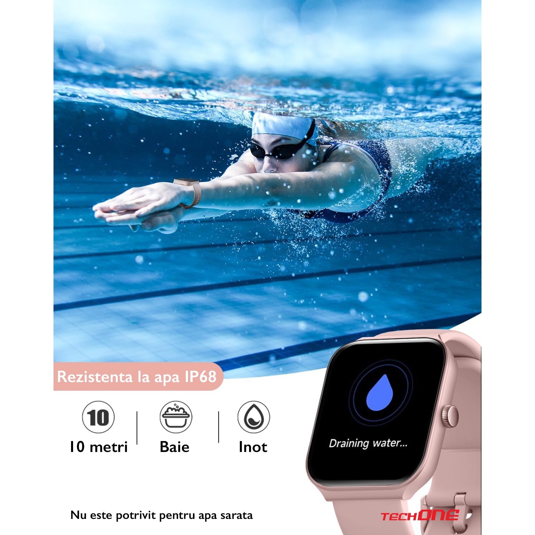 Ceas Smartwatch Femei TechONE® Vita Pulse, Gold