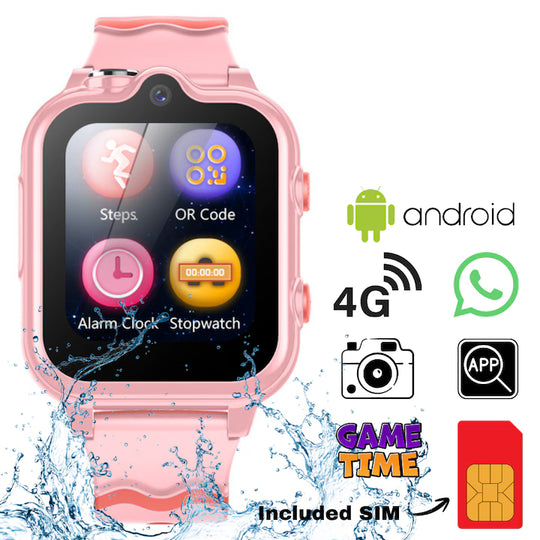 Ceas smartwatch GPS copii cu localizare si telefon Techone KT18, Roz