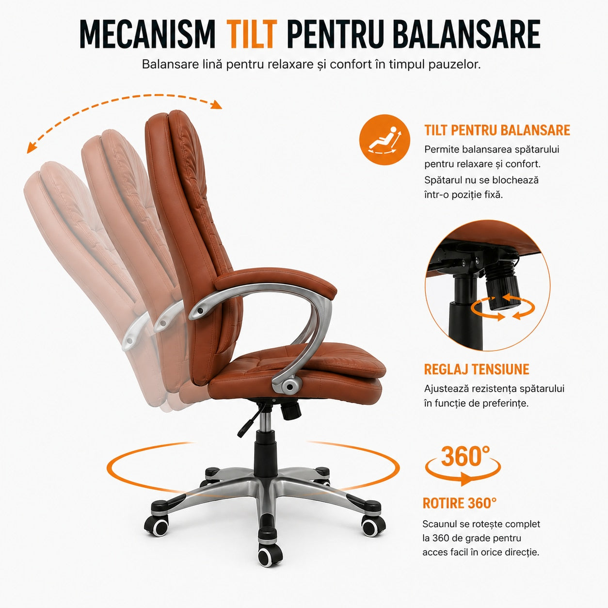 Scaun De Birou Directorial Ergonomic KD Home Vantage Prime, Maro