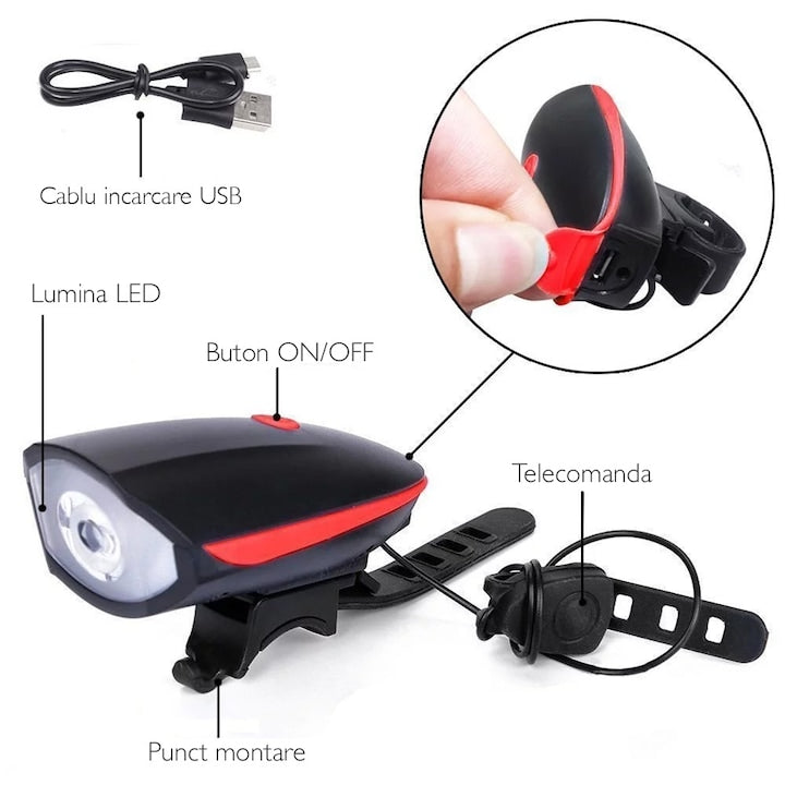 Far bicicleta cu claxon Huerler® 7588 Pro